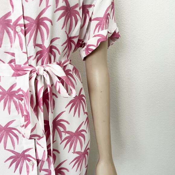 [Anthropologie] x Fabienne Chapot Pink Pretty Palms Boyfriend Cara Dress NWT 12 - Picture 8 of 11